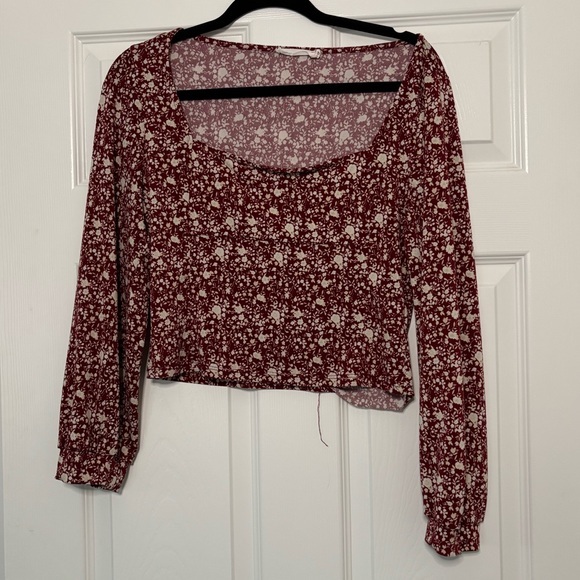 Lush Tops - Lush Maroon Floral Blouse